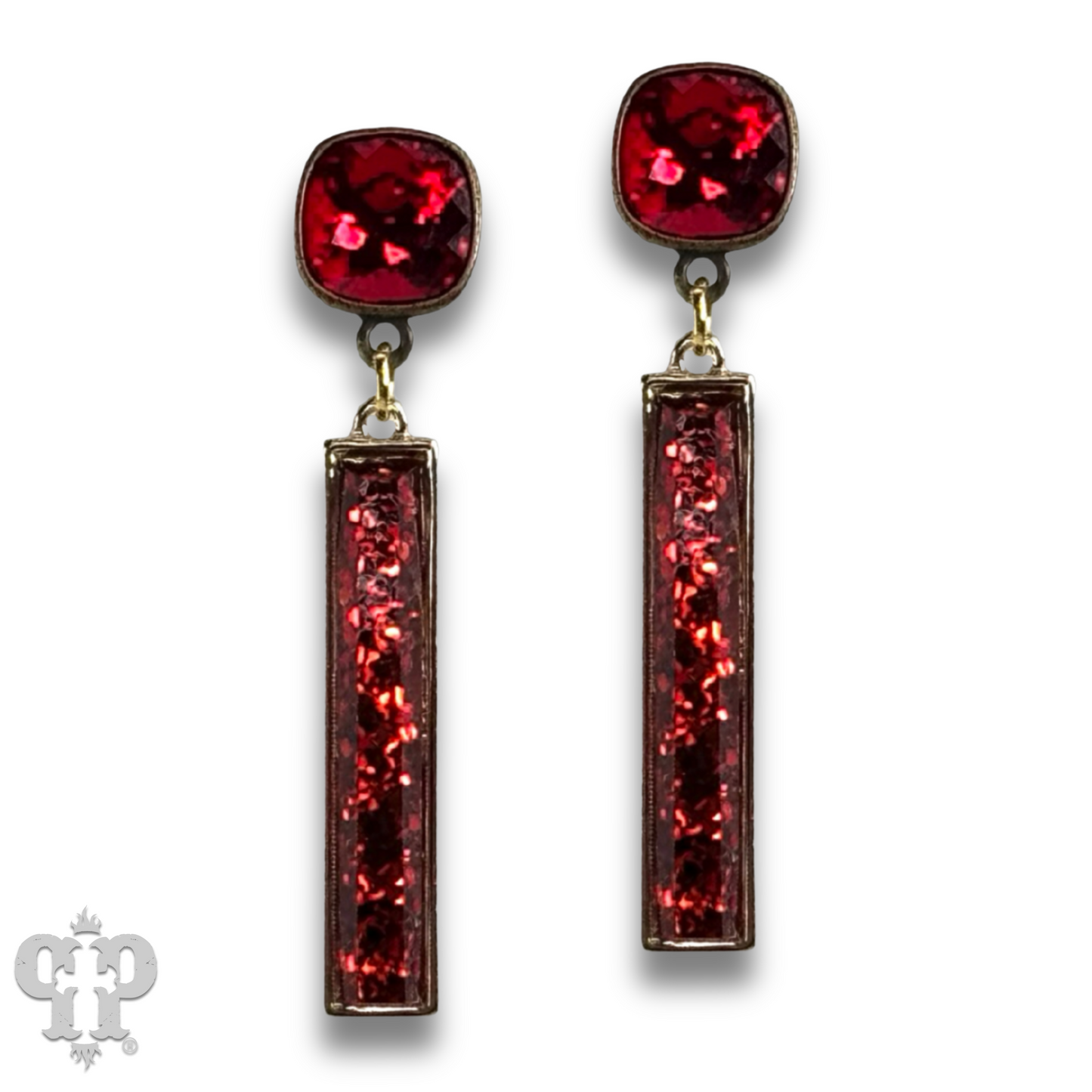 Glitter bar earring with Austrian crystal