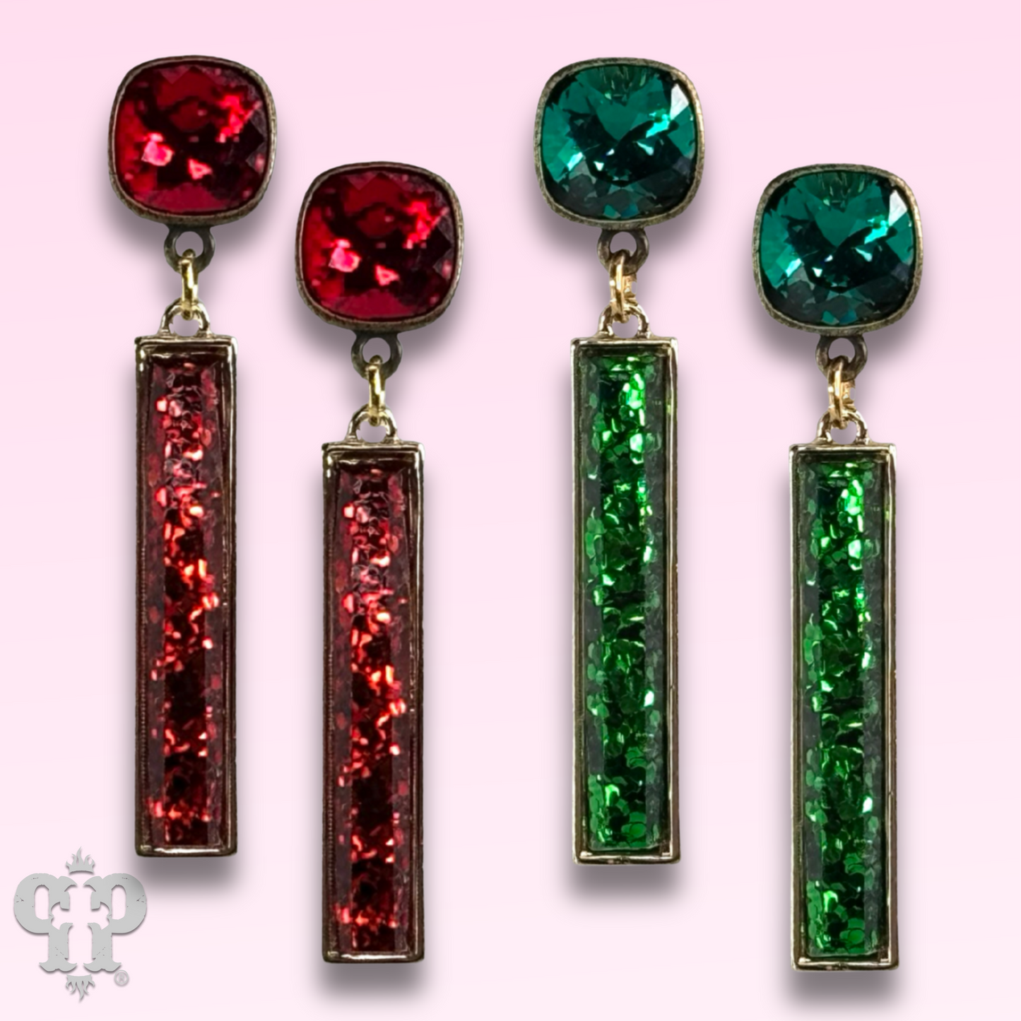 Glitter bar earring with Austrian crystal