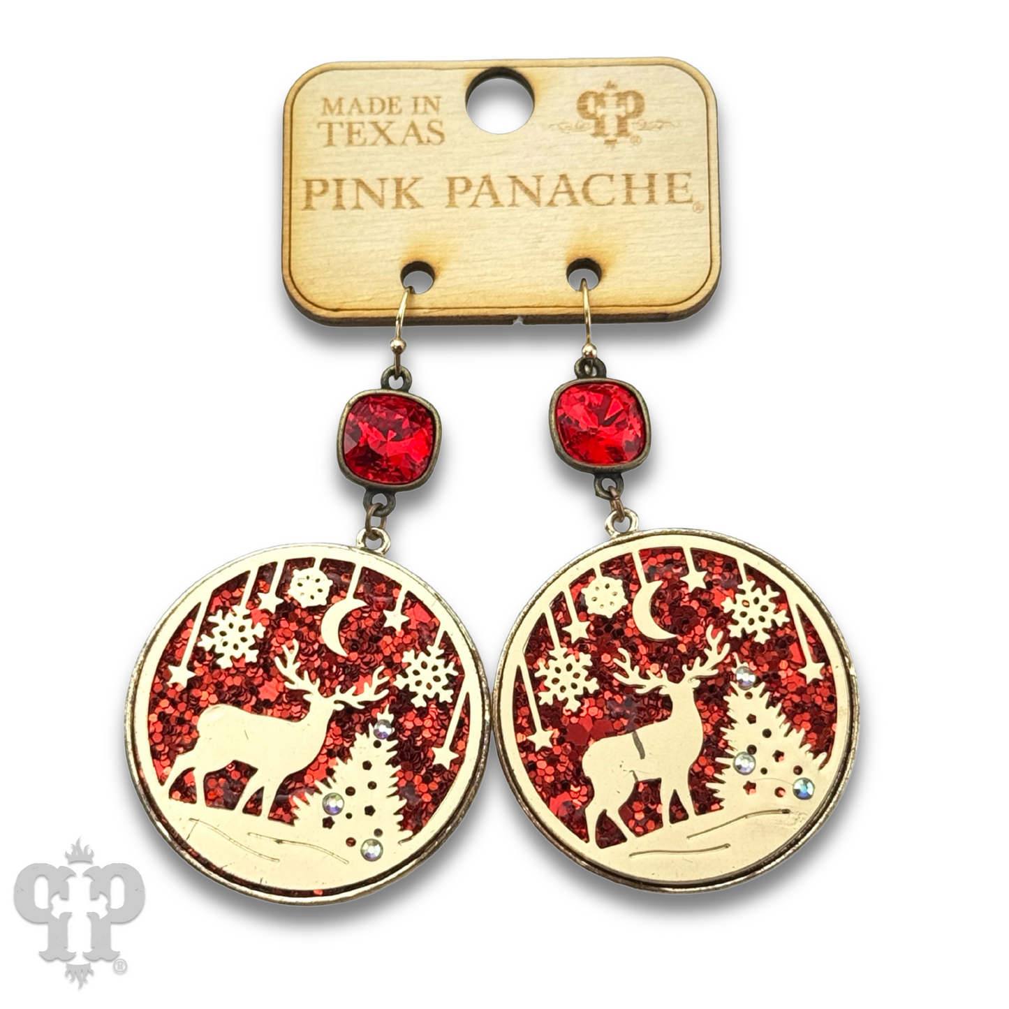 Laser Christmas scene with Austrian crystal earring