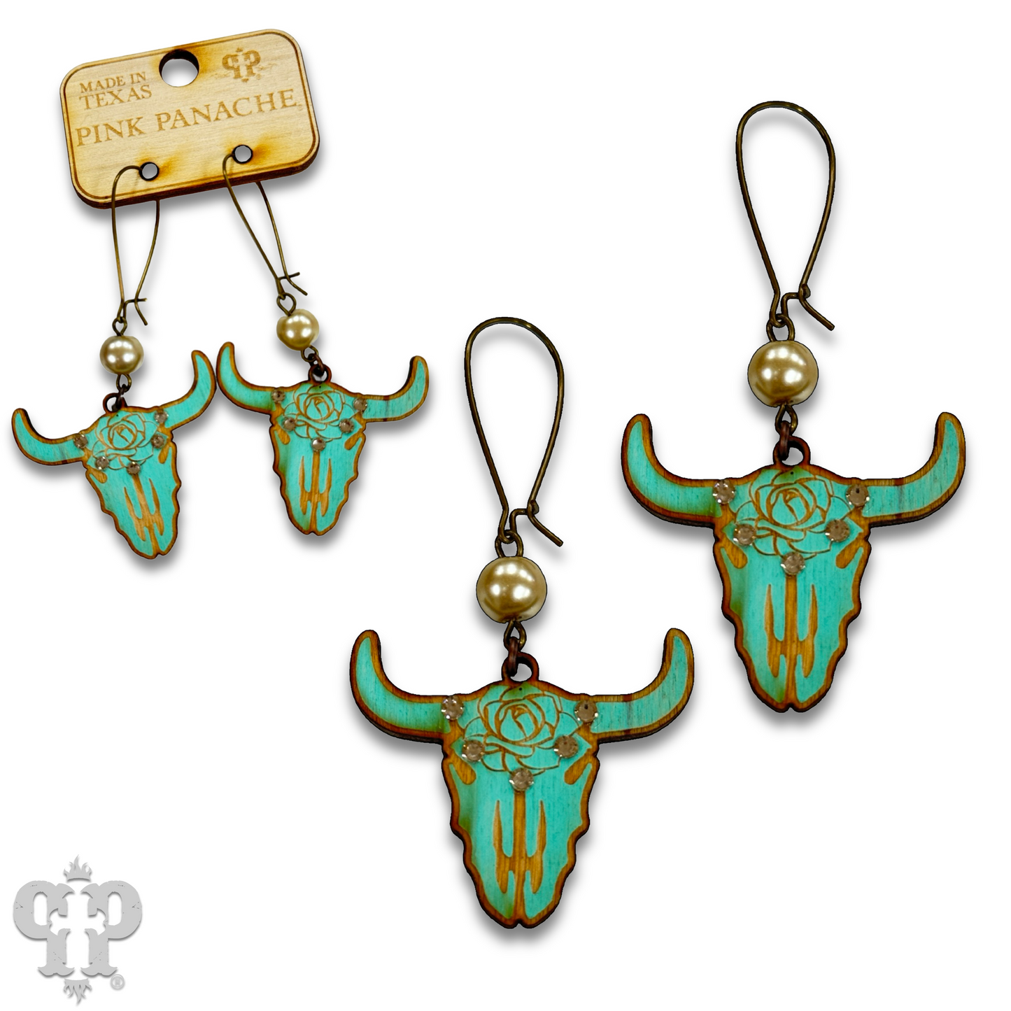 Steer head earring with Austrian crystals