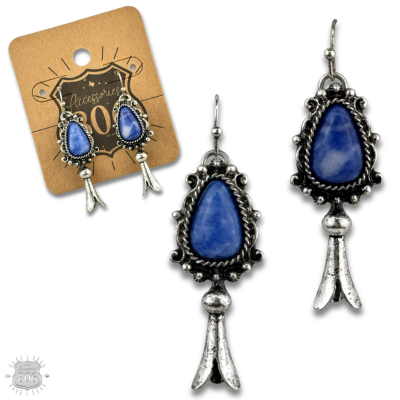 Stone inlay squash blossom earring