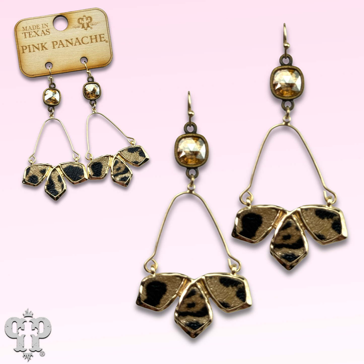 Leopard print swing earring with Austrian crystal