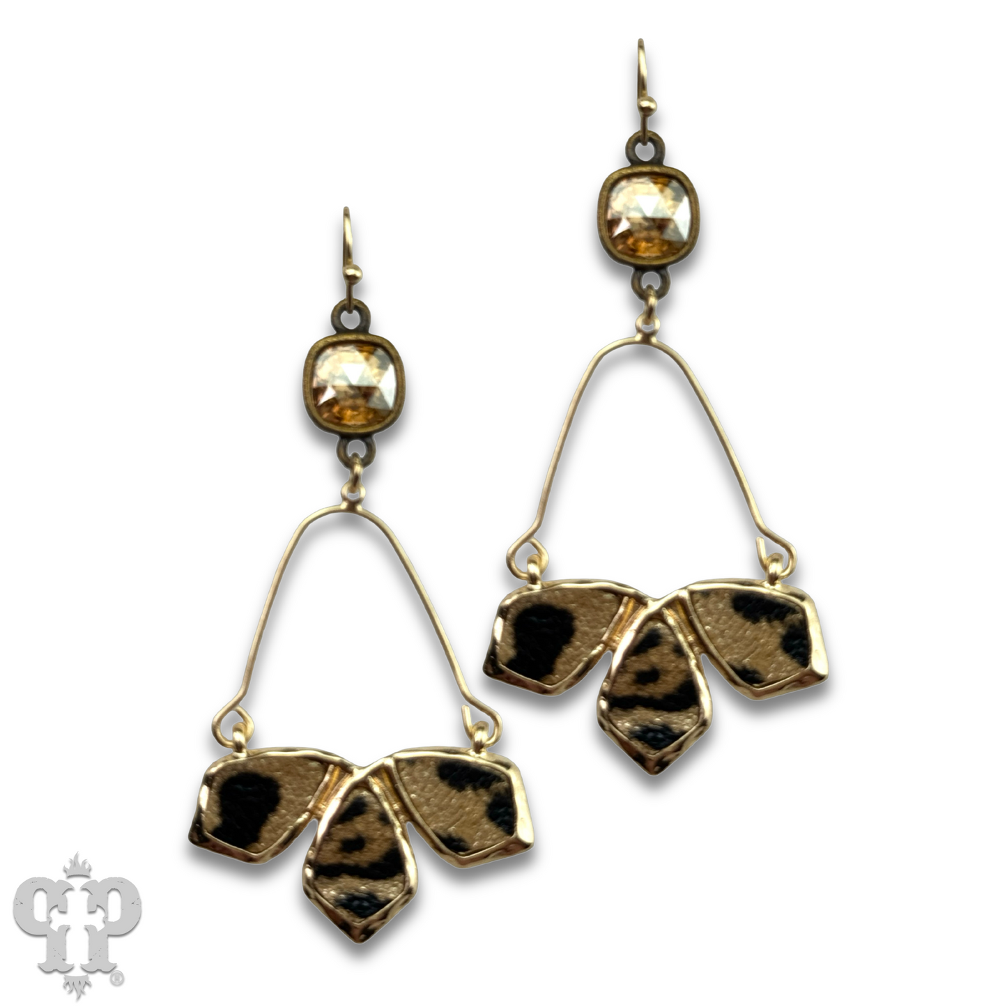 Leopard print swing earring with Austrian crystal