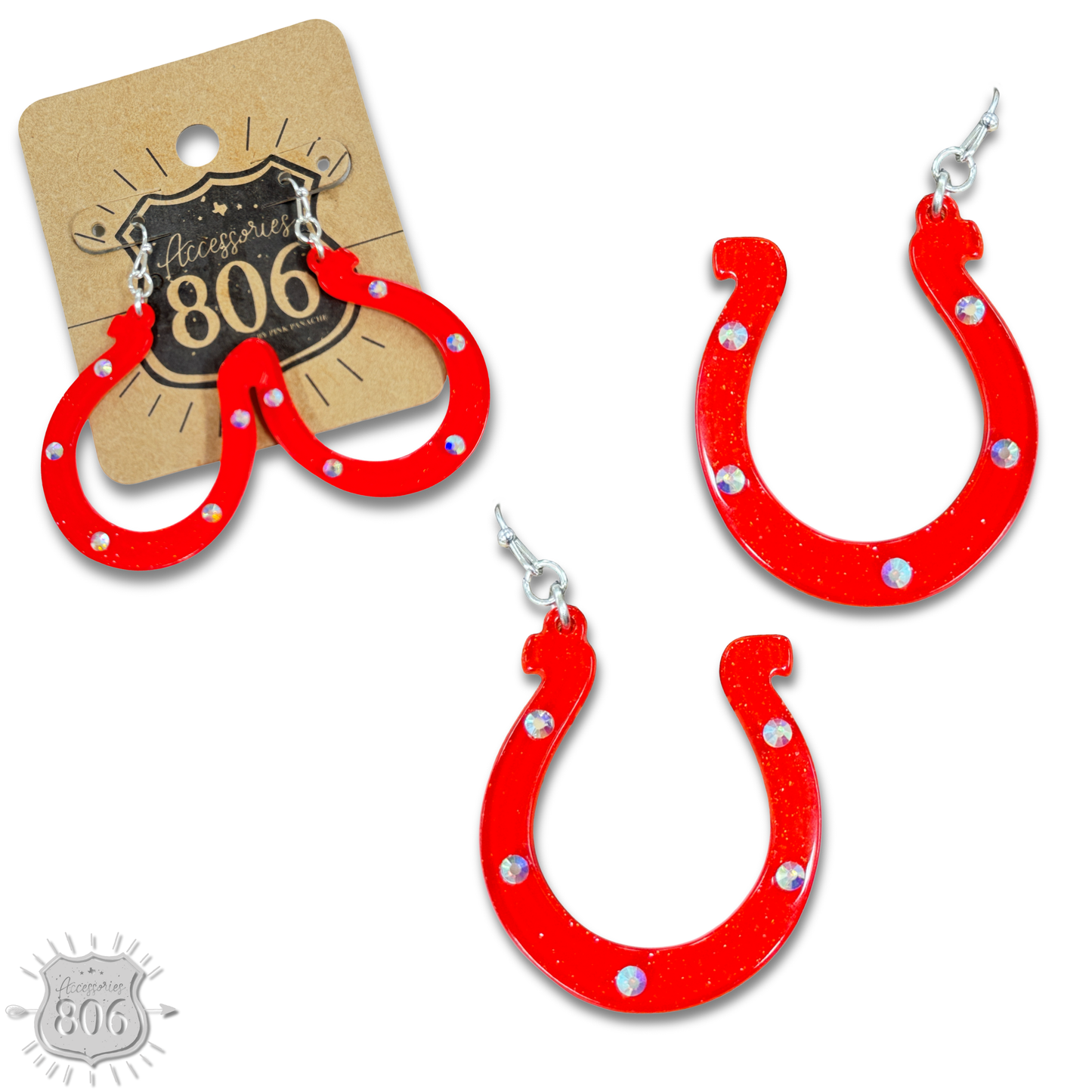 Red horseshoe earring