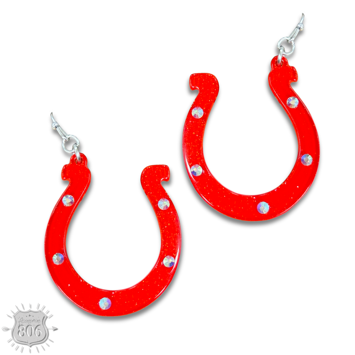 Red horseshoe earring