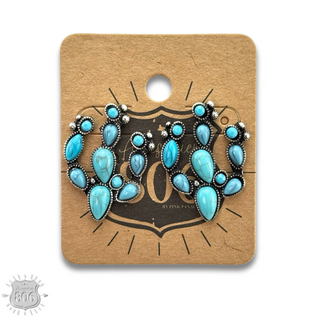 Turquoise color stone cactus earring