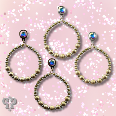 Foil texture bead circle earring