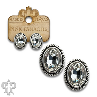 Oval crystal in a custom post earring setting