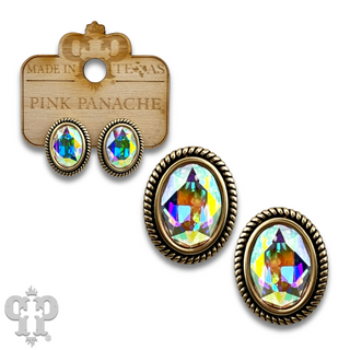 Oval crystal in a custom post earring setting