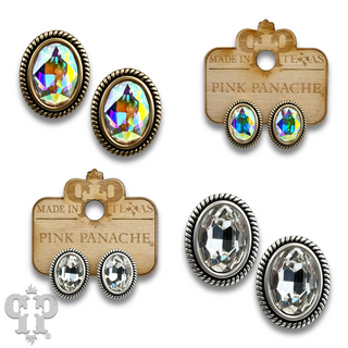 Oval crystal in a custom post earring setting