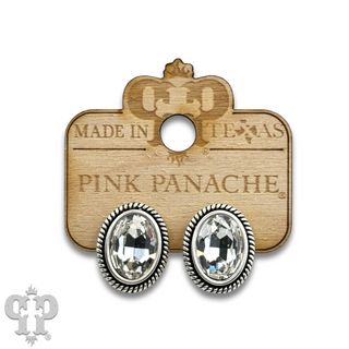 Oval crystal in a custom post earring setting