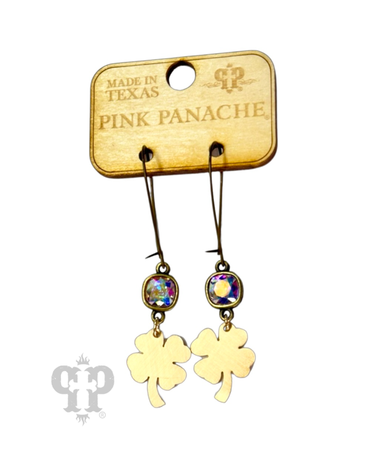 Clover charm earring with Austrian crystal
