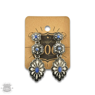 Western denim stone concho earring