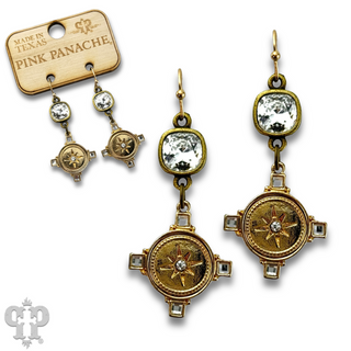 Gold starburst, Austrian crystal earring