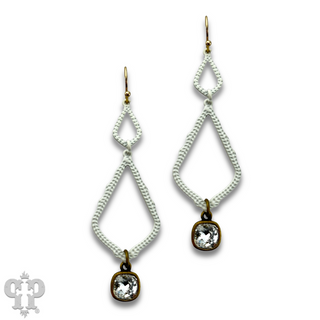 White double diamond teardrop, Austrian crystal earring