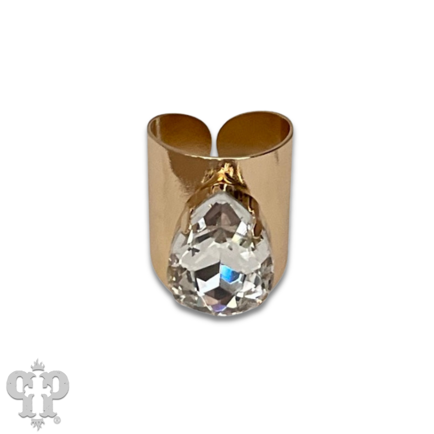 Rhinestone teardrop adjustable base ring