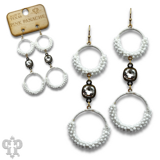 White double circle, Austrian crystal earring
