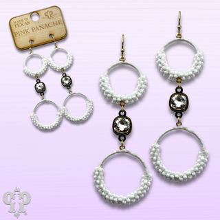 White double circle, Austrian crystal earring