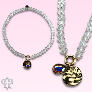 Clear crystal bead necklace with Austrian crystal