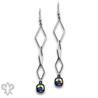 Silver diamond drop earring with Austrian crystal