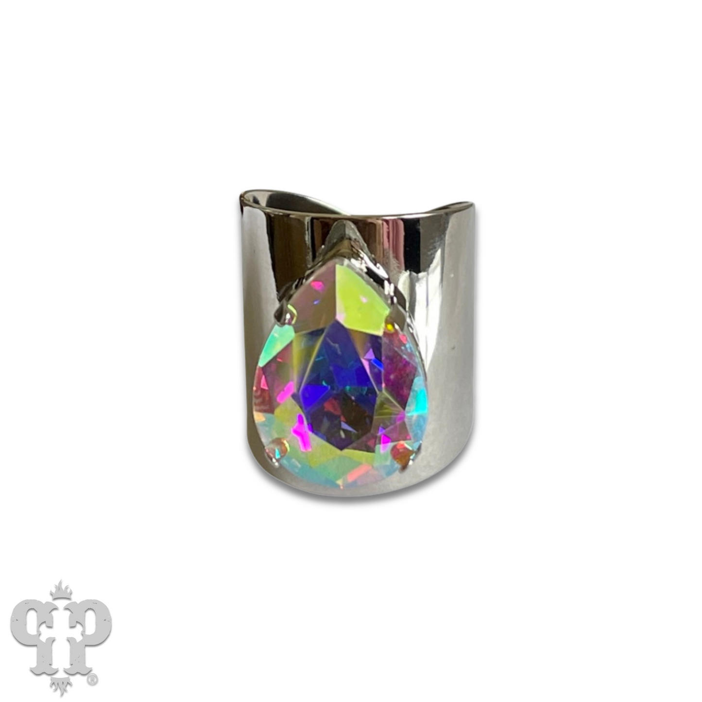 Rhinestone teardrop adjustable base ring
