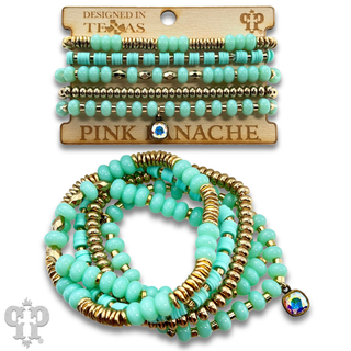 Five strand mixed shape bracelet set with Austrian crystal