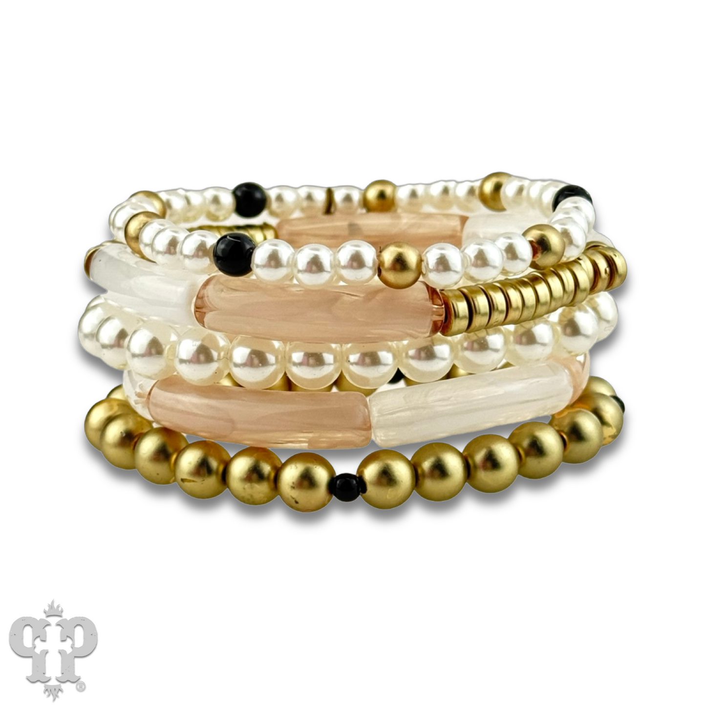 Gold and white bamboo tube bracelet set, last call