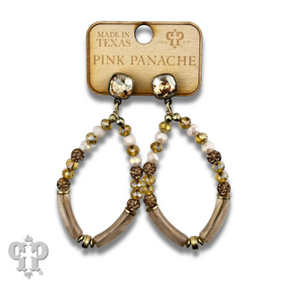 Diamond teardrop bamboo tube bead earring with Austrian crystal
