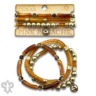 Golden brown bead bracelet set, Austrian crystal