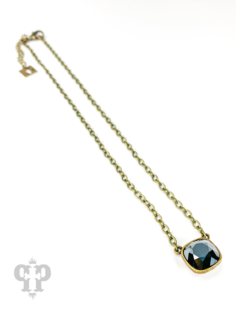 Austrian square crystal chain necklace, 12mm