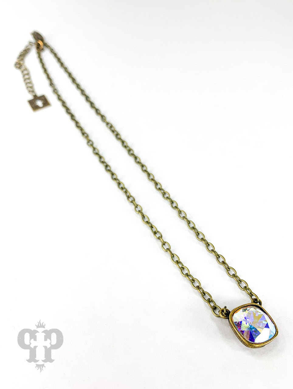 Austrian square crystal chain necklace, 12mm