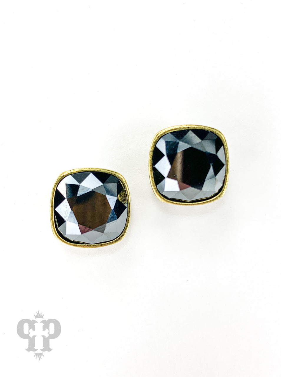 Austrian square crystal post earring, 12mm