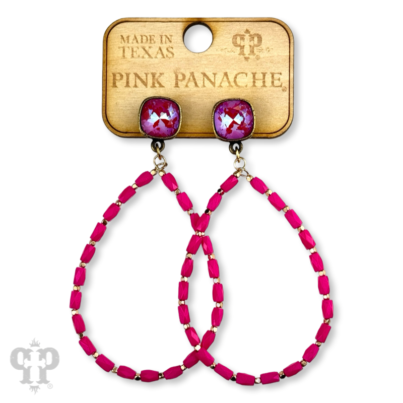 Rice bead teardrop earring with Austrian crystal