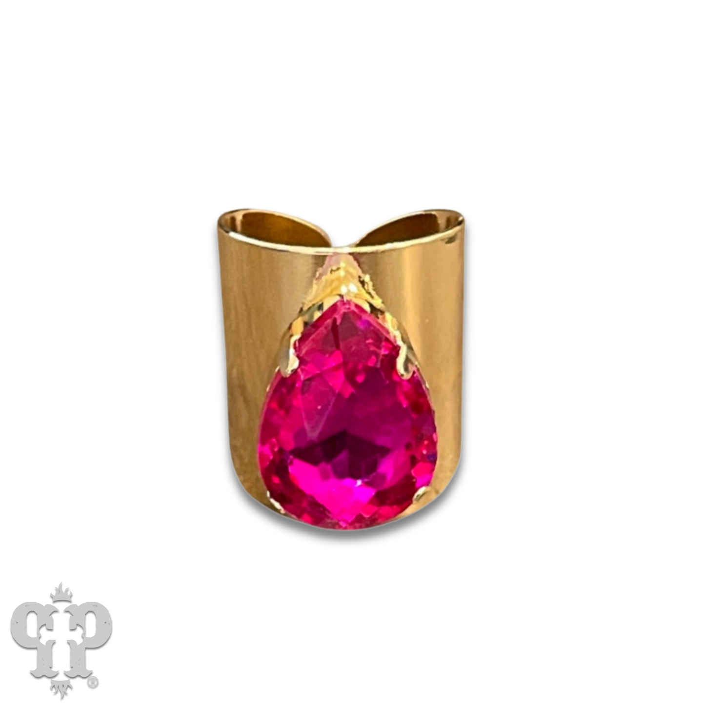 Rhinestone teardrop adjustable base ring