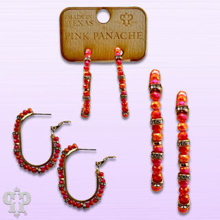 Orange bead hoop earring