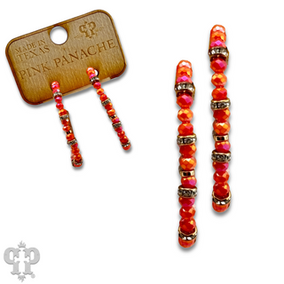Orange bead hoop earring