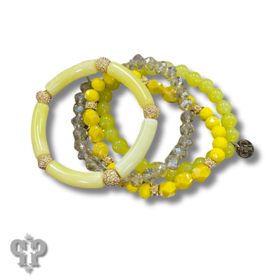 Faceted and bamboo mixed bead bracelet stack, last call