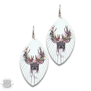 Reindeer print leather earring