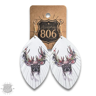 Reindeer print leather earring