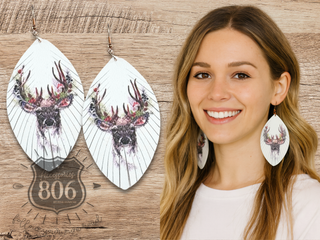 Reindeer print leather earring