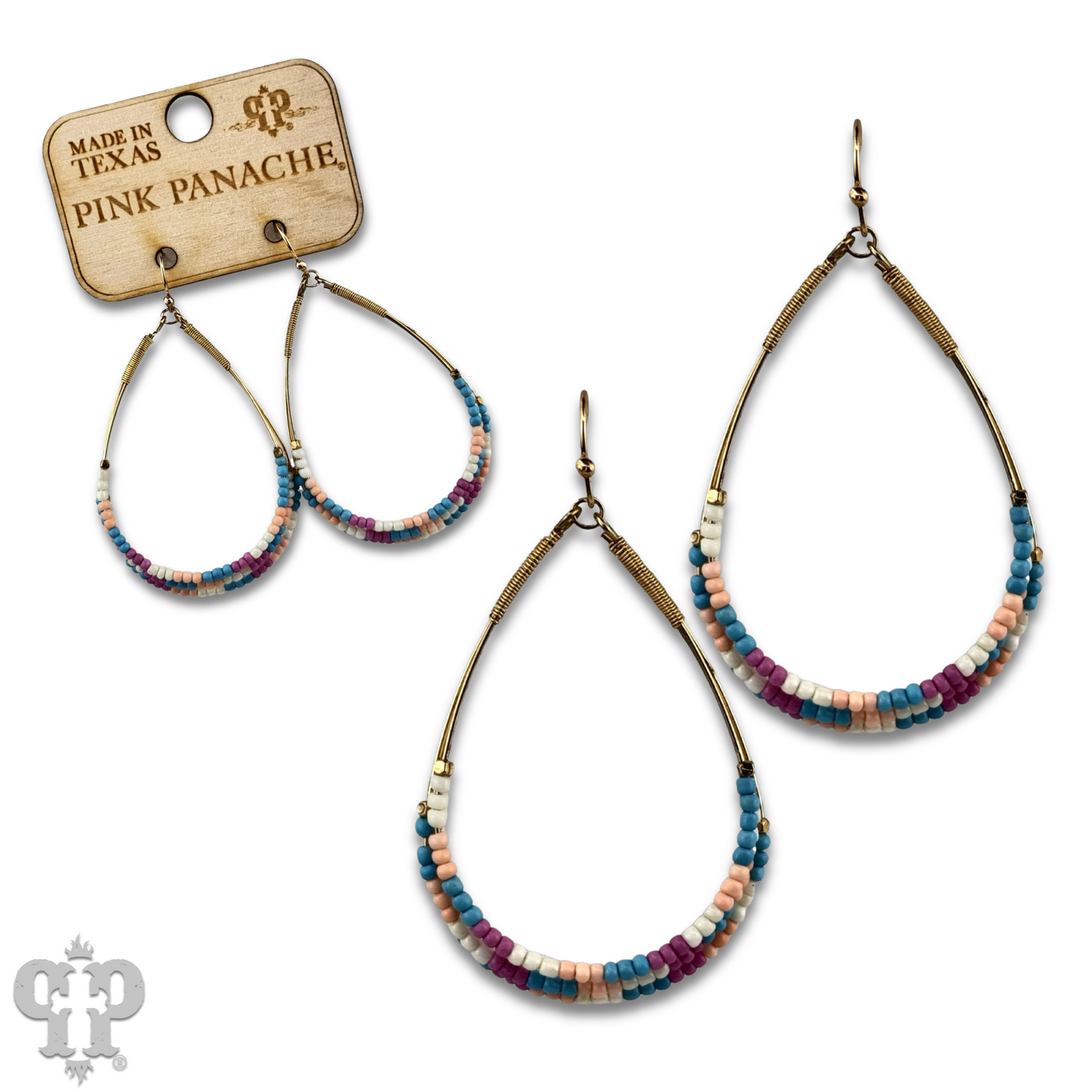 Multi-color bead teardrop earring, last call