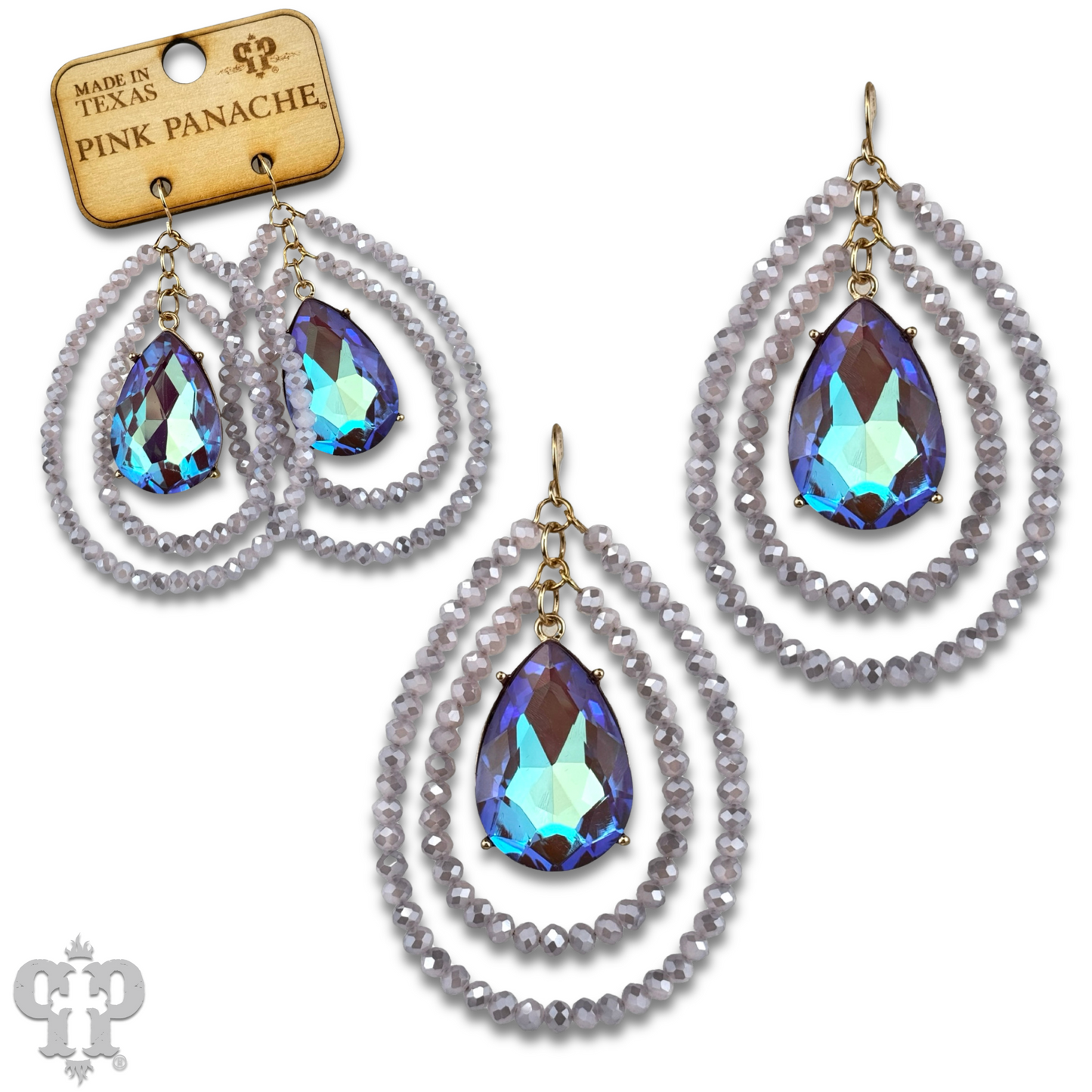 Double teardrop earring with large center pear drop, last call