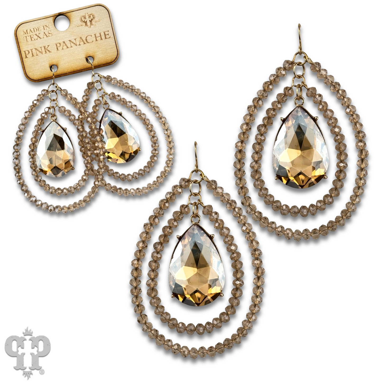 Double teardrop earring with large center pear drop, last call