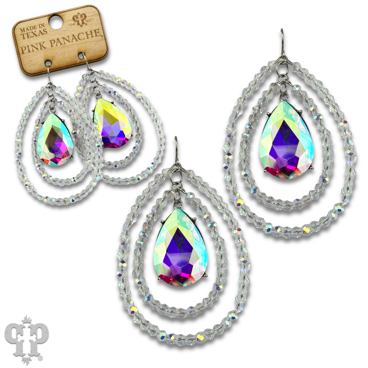 Double teardrop earring with large center pear drop, last call