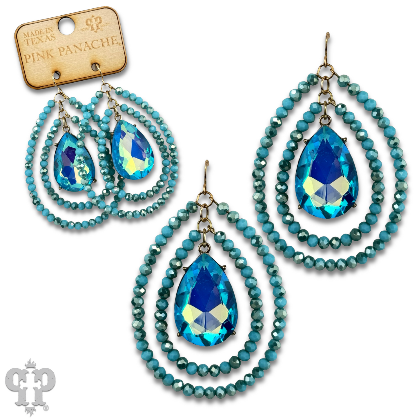 Double teardrop earring with large center pear drop, last call