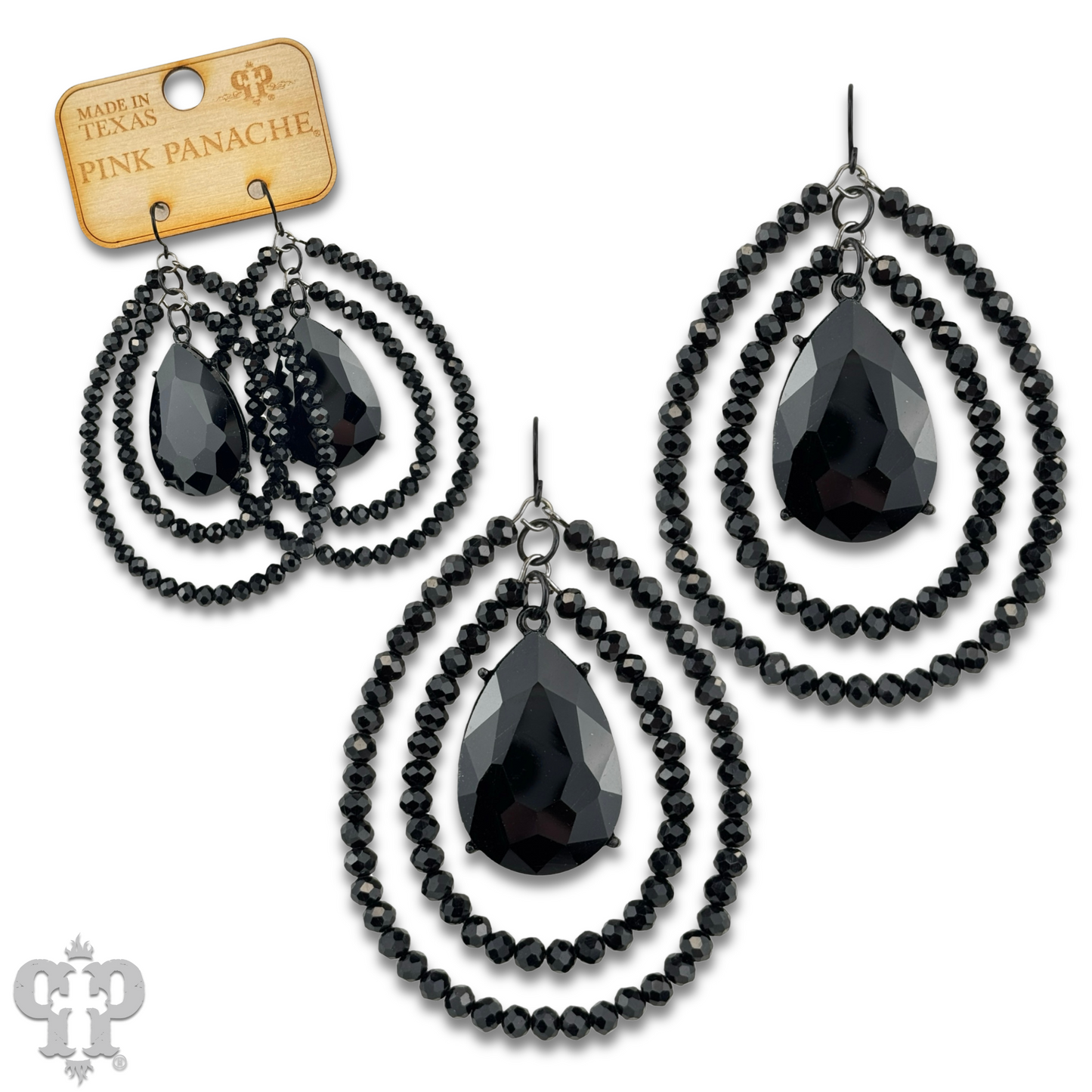 Double teardrop earring with large center pear drop, last call