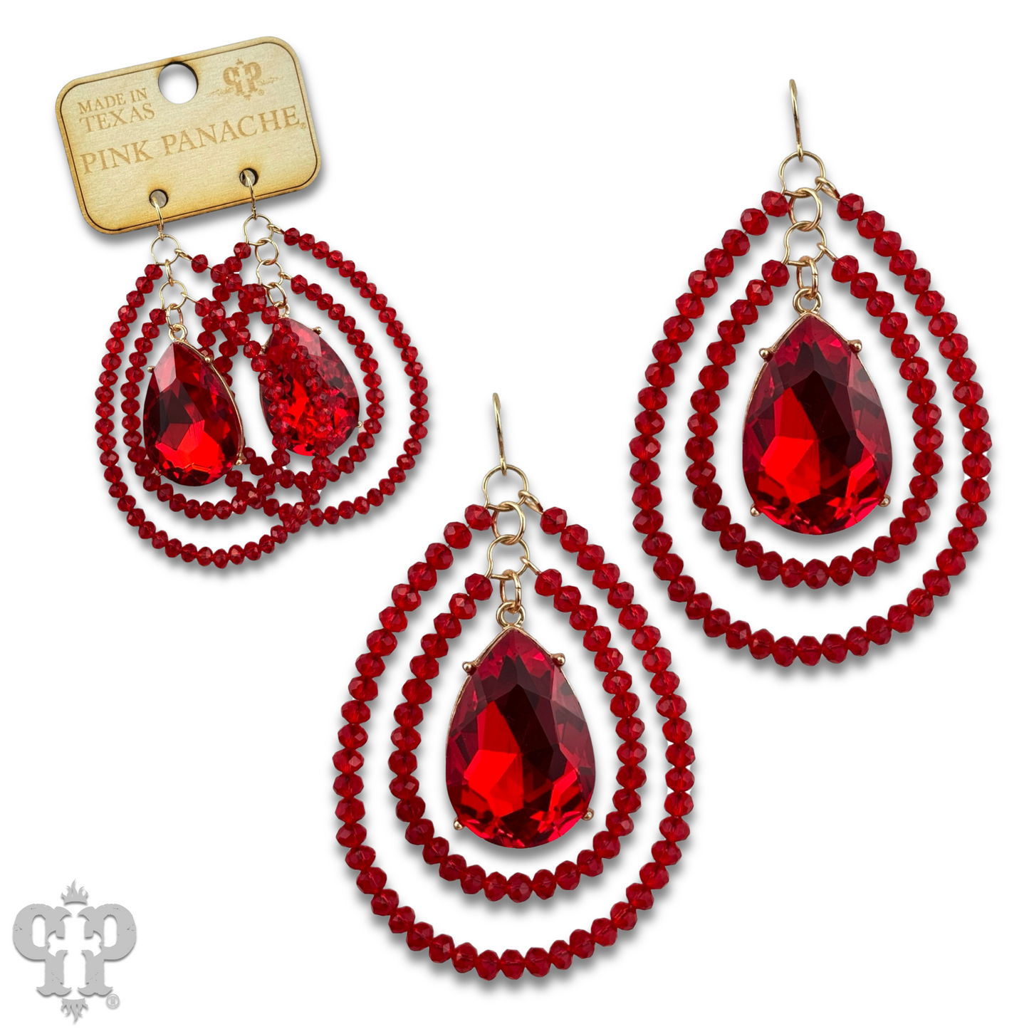 Double teardrop earring with large center pear drop, last call
