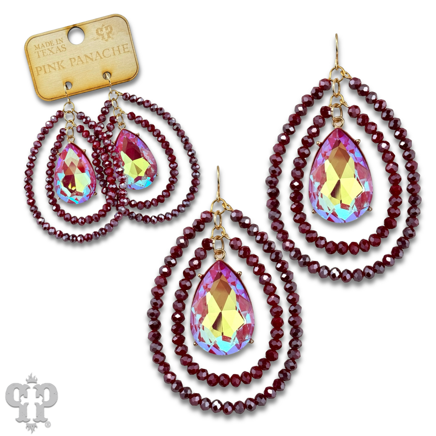 Double teardrop earring with large center pear drop, last call