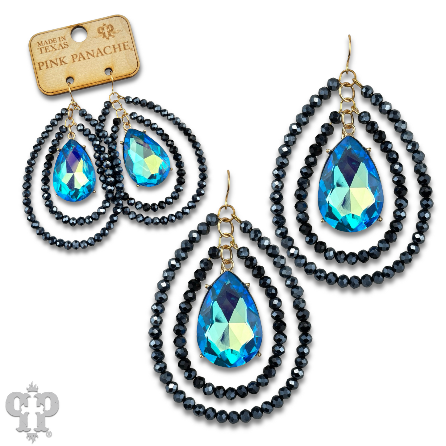 Double teardrop earring with large center pear drop, last call