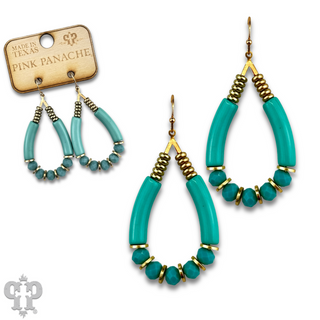 Bamboo tube and faceted bead earring